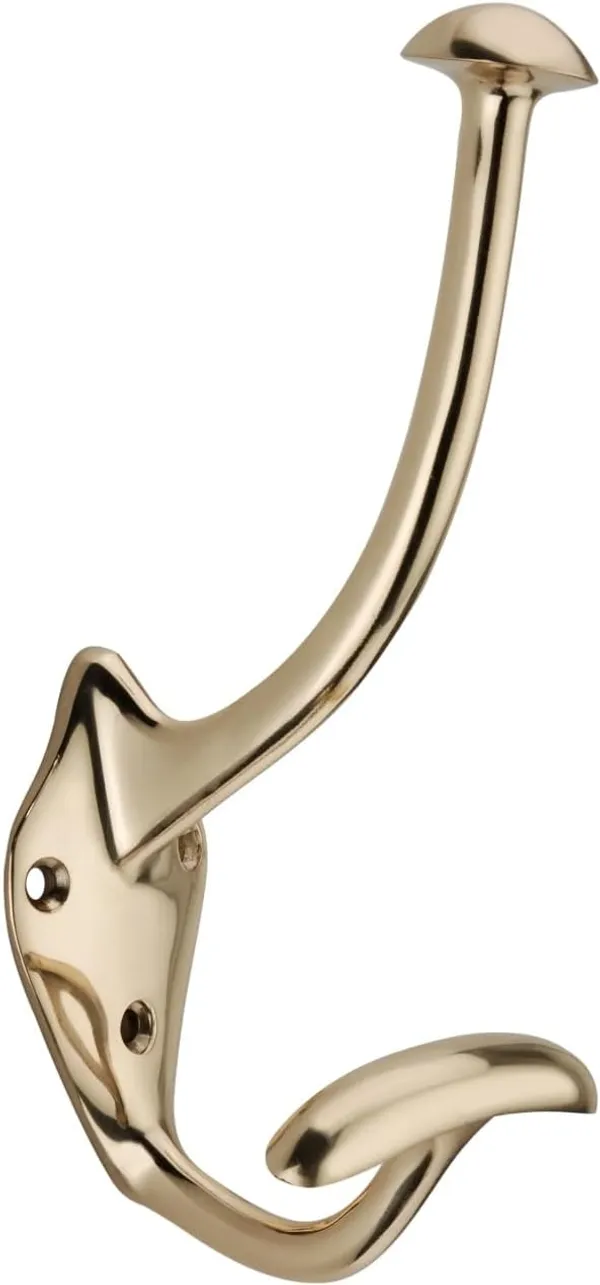 NAVRASS_HARDWARES_Brass_Wall_Mount_Hat_and_Coat_Hook,_Traditional_Style,_Lacquered_Finish_(Lacquered_Brass)