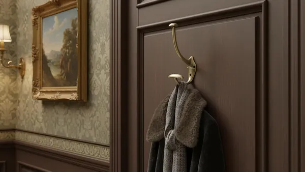 NAVRASS_HARDWARES_Brass_Wall_Mount_Hat_and_Coat_Hook,_Traditional_Style,_Lacquered_Finish_(Lacquered_Brass)