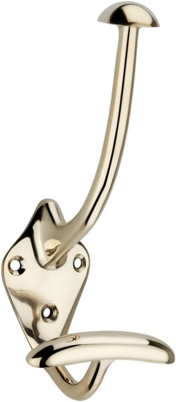 NAVRASS_HARDWARES_Brass_Wall_Mount_Hat_and_Coat_Hook,_Traditional_Style,_Lacquered_Finish_(Lacquered_Brass)