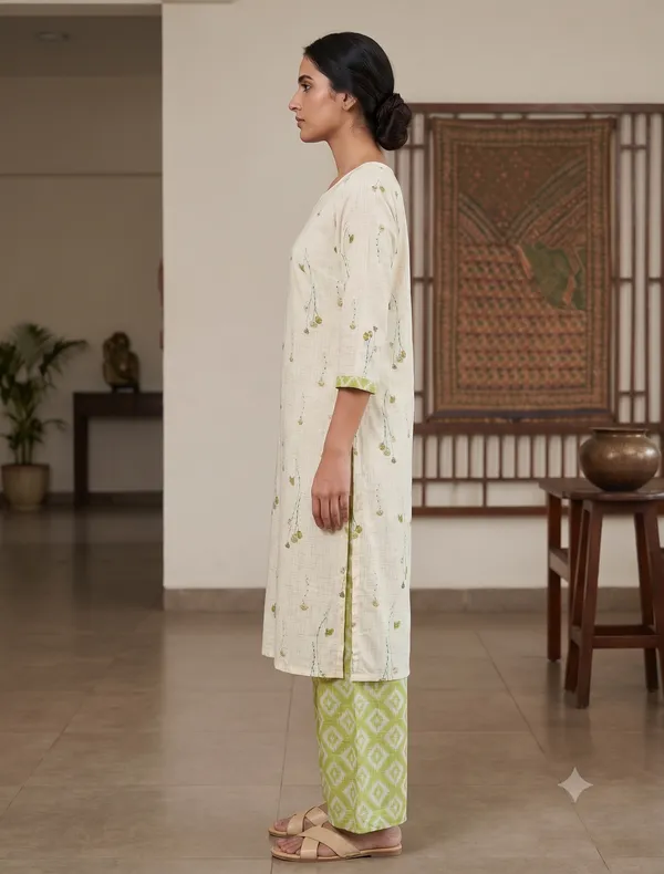 Cream_Printed_Straight_Kurta_Pant_Set_For_Women_&_Girls