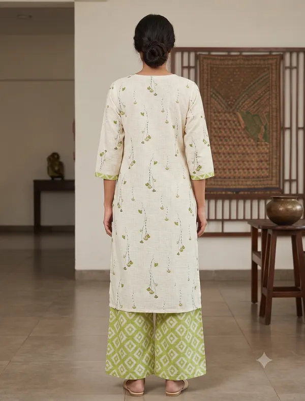 Cream_Printed_Straight_Kurta_Pant_Set_For_Women_&_Girls