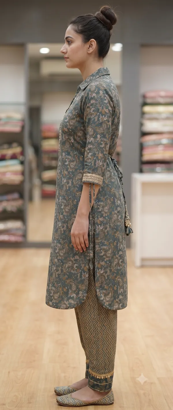 Teal_Paisley_Print_Afghani_Kurti_Salwar_Set_For_Women_&_Girls