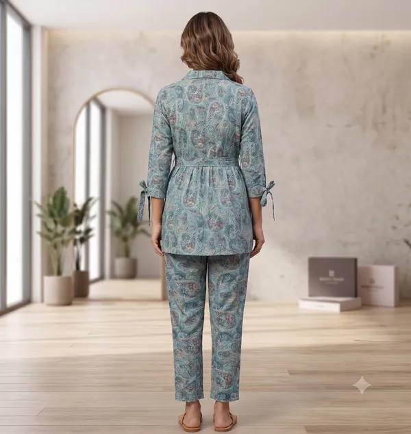 Teal_Paisley_Flared_Co-Ord_Set_For_Women_&_Girls