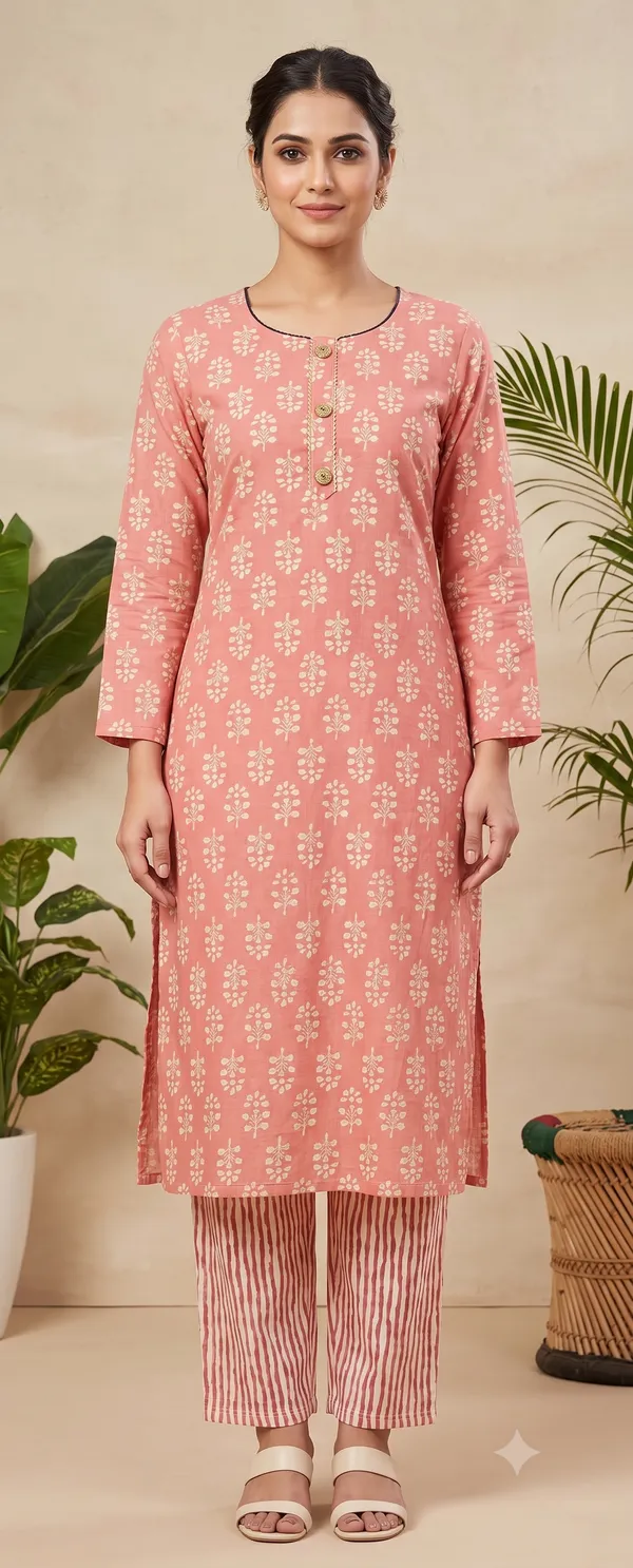 Pink_Printed_Straight_Kurta_Pant_Set_For_Women_&_Girls