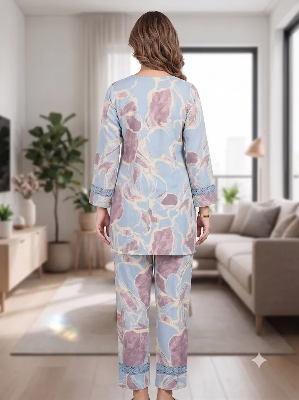 Blue_Printed_Straight_Kurta_Pant_Set_For_Women_&_Girls