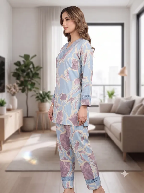 Blue_Printed_Straight_Kurta_Pant_Set_For_Women_&_Girls
