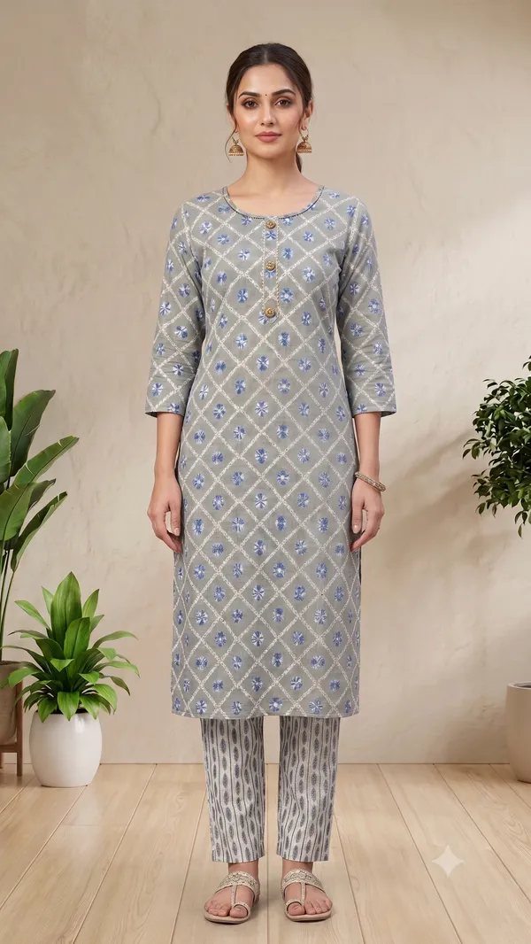 Grey_Printed_Straight_Kurta_Pant_For_Women