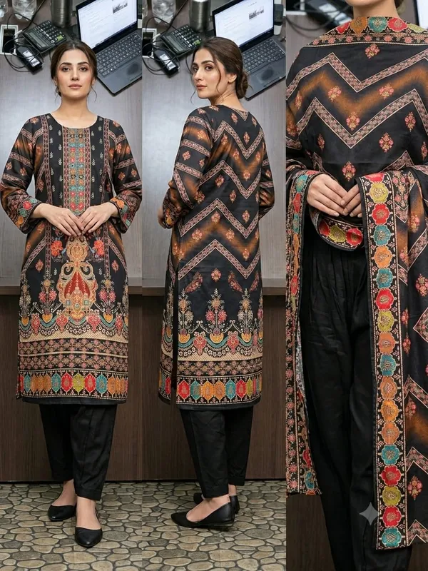 Black_Printed_Kurta_Pant_Dupatta_Set_for_Women_&_Girls