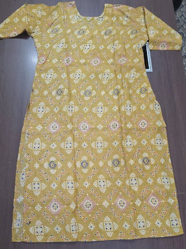 Mustard_Printed_Kurta_Pant_set_for_Women_&_Girls