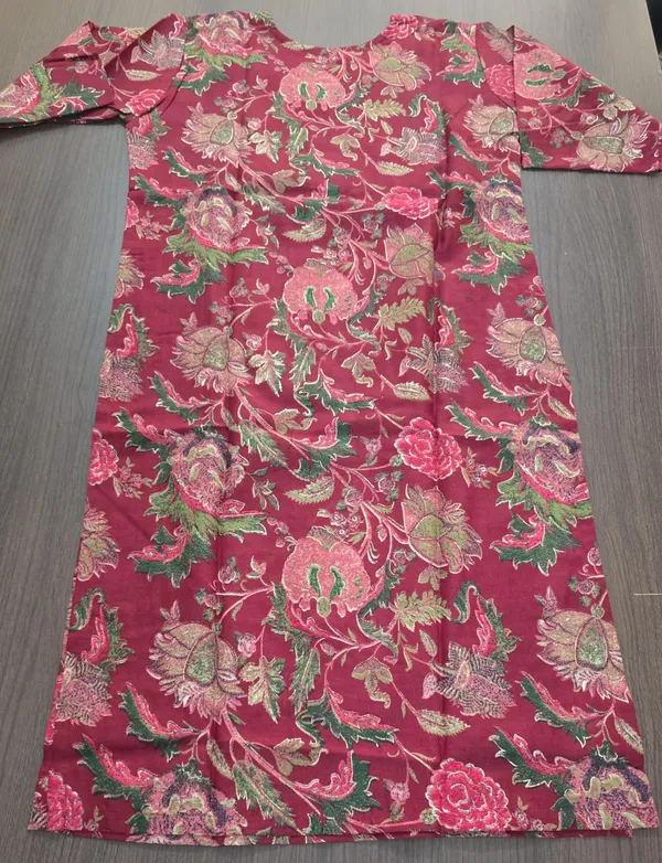 Maroon_Floral_Print_Straight_Kurti_Pant_set_for_Women_&_Girls