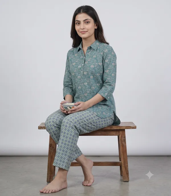 Teal_Printed_Straight_Co-Ord_Set_For_Women_&_Girls