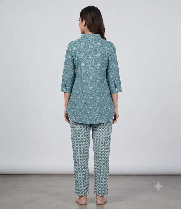 Teal_Printed_Straight_Co-Ord_Set_For_Women_&_Girls