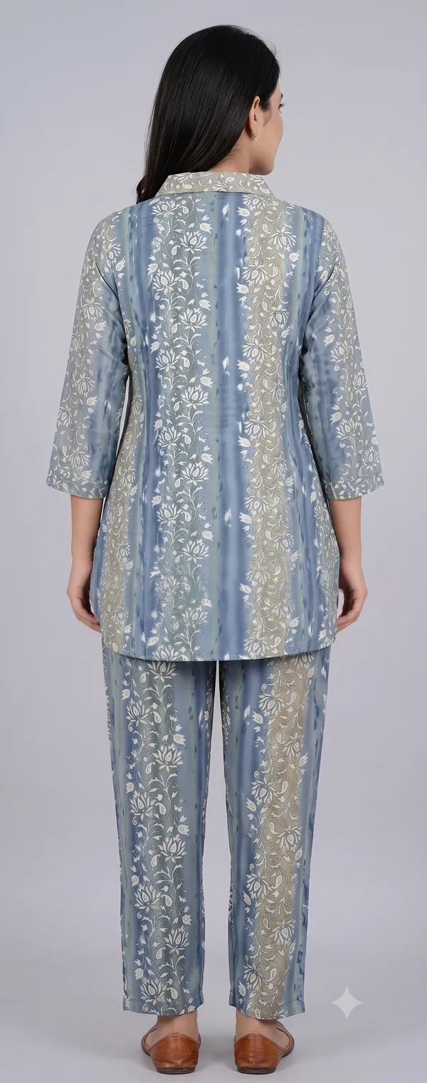 Blue_Floral_Print_Collared_Co-Ord_Set_For_Women_&_Girls