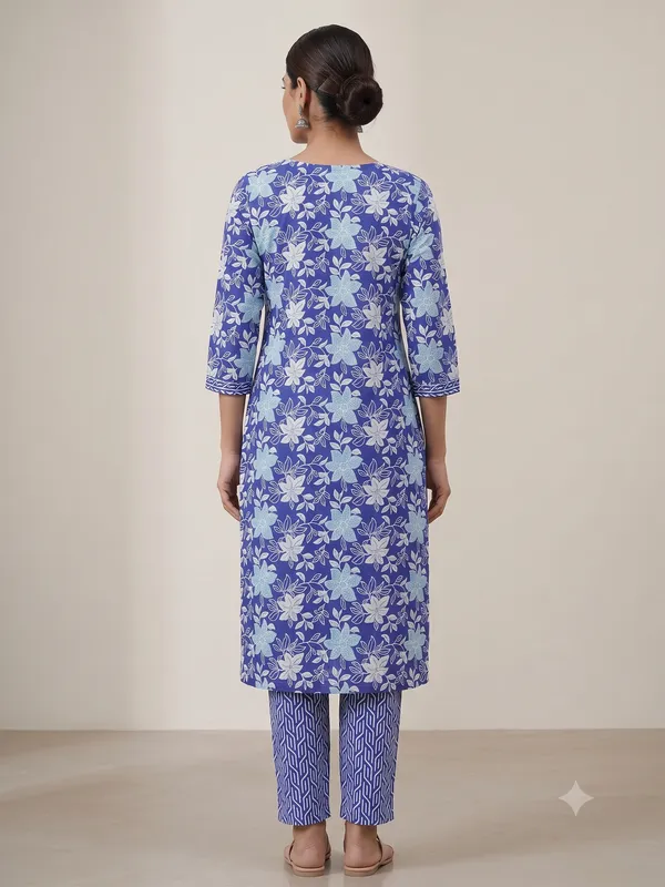 Blue_Printed_Straight_Kurta_Pant_Set_For_Women_&_Girls