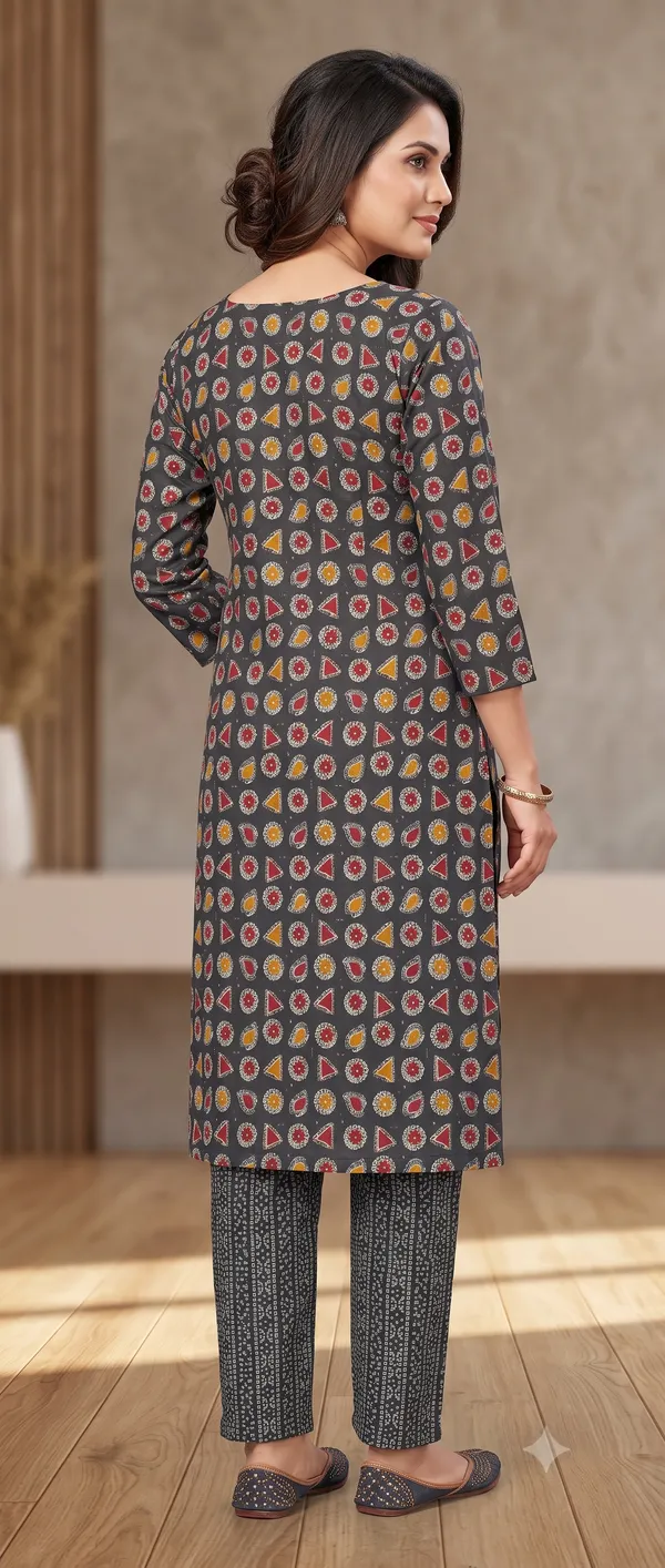 Grey_Printed_Kurta_Pant_Set_For_Women_&_Girls