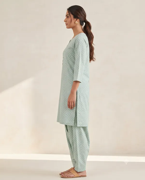 Sage_Green_Printed_Kurti_Salwar_Set_For_Women_&_Girls