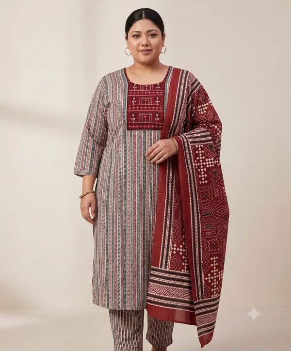 Multicolor_Printed_Embroidered_Straight_Pant_Dupatta_Set_For_Women_&_Girls