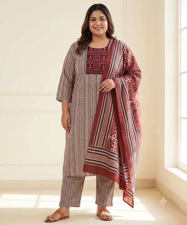 Multicolor_Printed_Embroidered_Straight_Pant_Dupatta_Set_For_Women_&_Girls