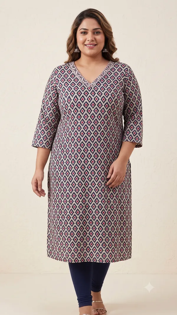 Black_Geometric_Print_Straight_Kurta_For_Women_&_Girls