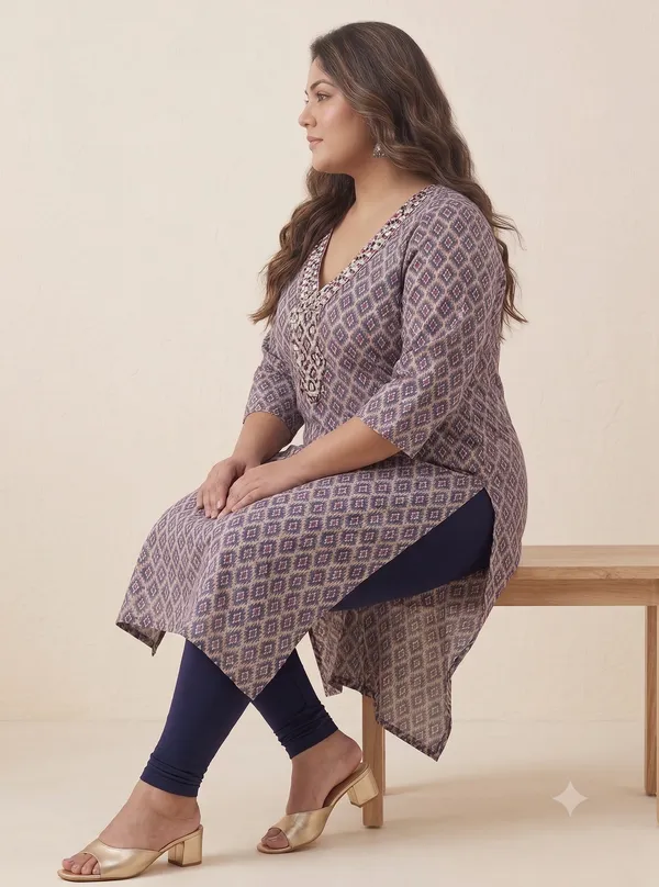 Black_Geometric_Print_Straight_Kurta_For_Women_&_Girls