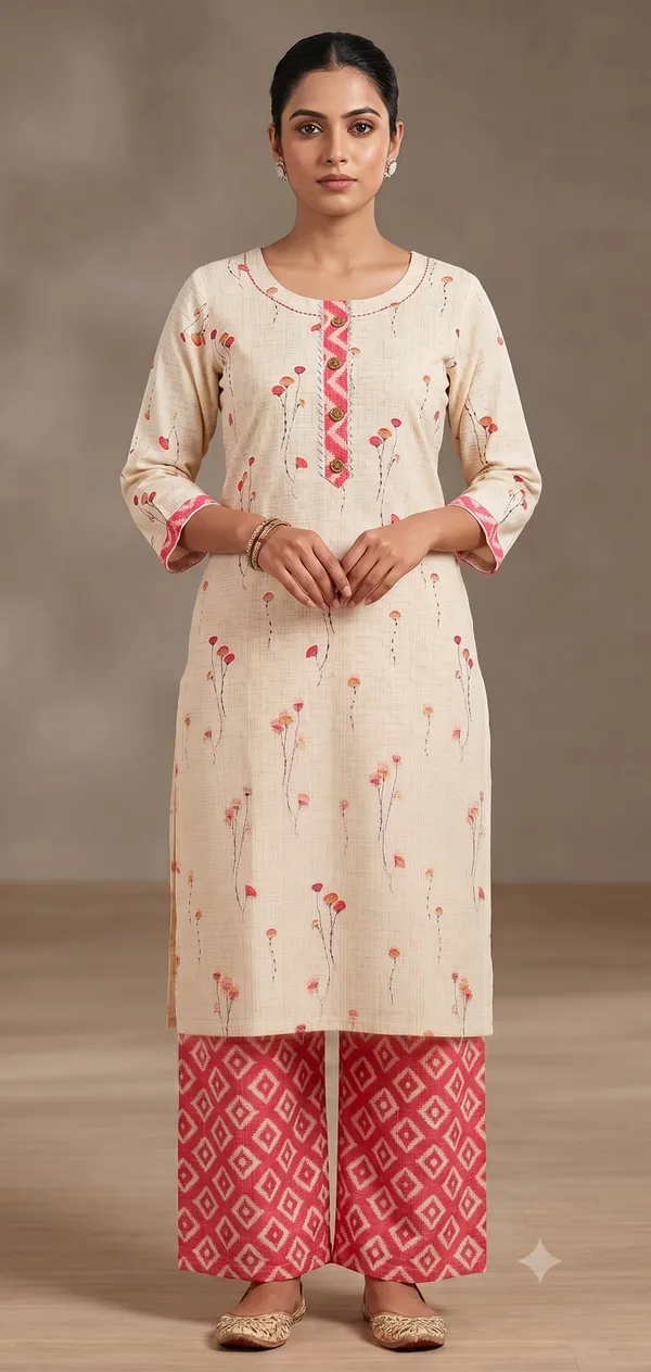 Off_White_Printed_Straight_Kurta_Pant_Set_For_Women_&_Girls