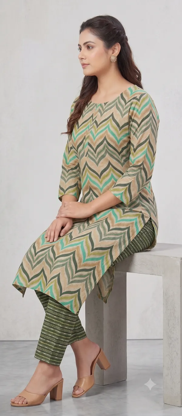 Multicolour_Printed_Straight_Kurta_Pant_Set_For_Women_&_Girls