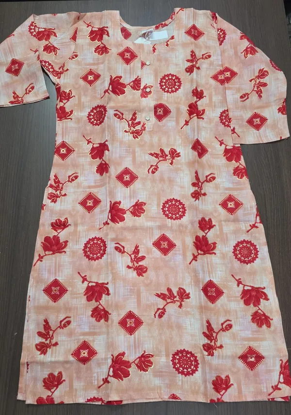 Peach_Printed_Straight_Kurta_Pant_set_for_Women_&_Girls