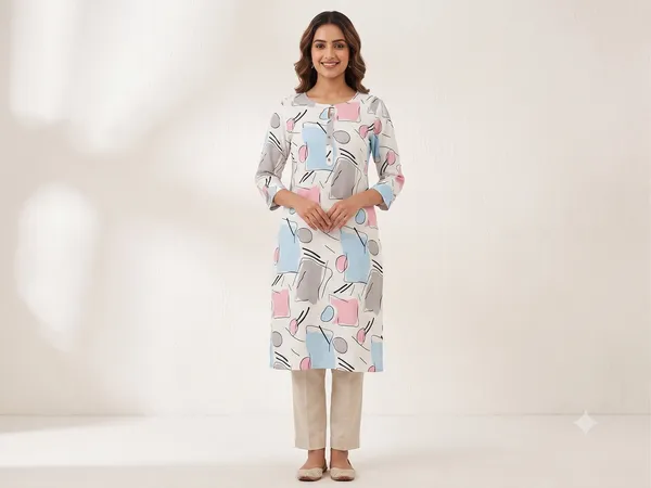 White_Abstract_Print_Kurti_For_Women_&_Girls