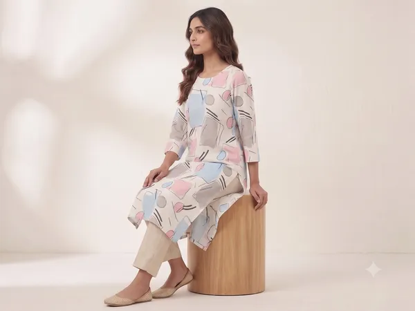 White_Abstract_Print_Kurti_For_Women_&_Girls