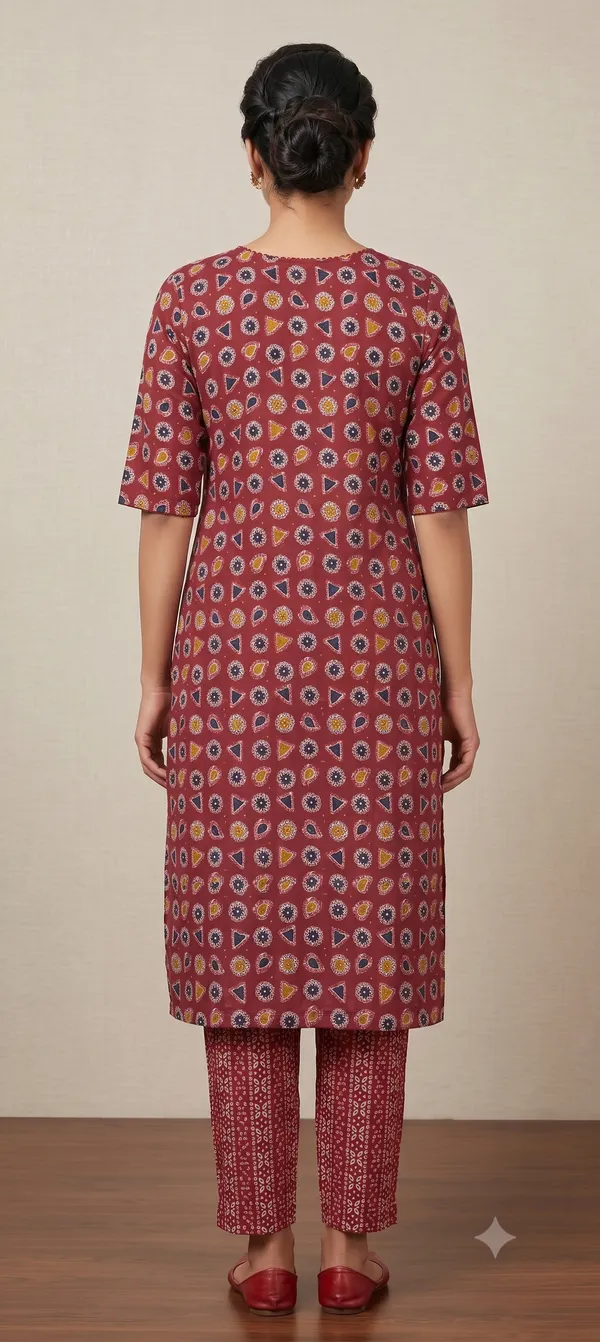 Maroon_Printed_Straight_Kurta_Pant_Set_For_Women_&_Girls