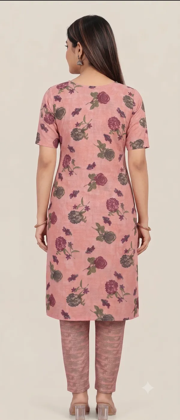 Pink_Floral_Print_Straight_Kurta_Pant_Set_For_Women_&_Girls