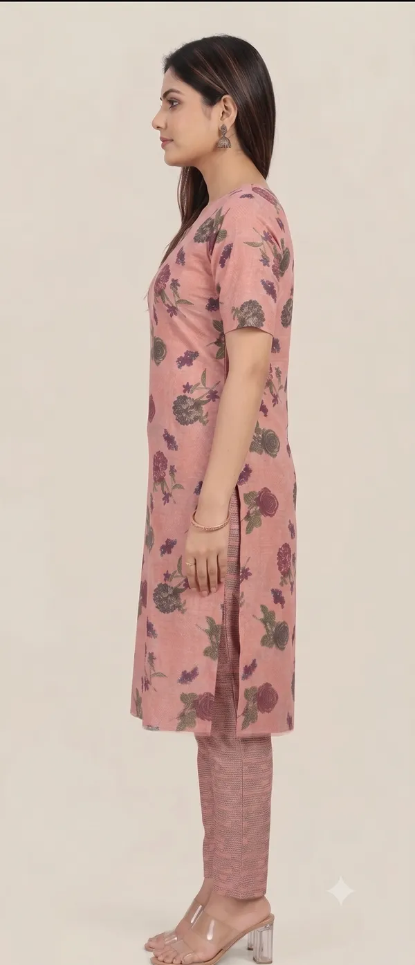 Pink_Floral_Print_Straight_Kurta_Pant_Set_For_Women_&_Girls
