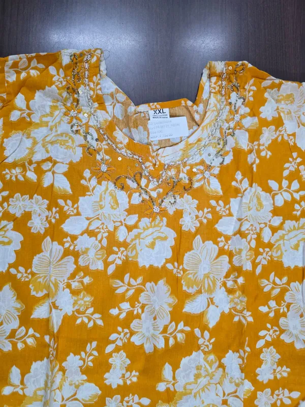 Mustard_Floral_Print_Embellished_Kurta_Pant_Dupatta_Set_for_Women_&_Girls