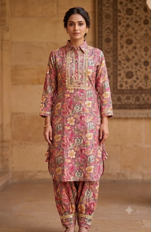 Mauve_Floral_Print_Afghani_Kurti_Salwar_Set_For_Women_&_Girls