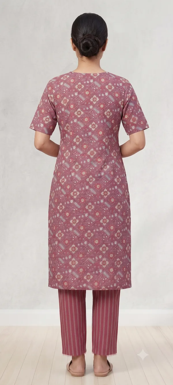 Maroon_Printed_Straight_Kurta_Pant_Set_For_Women_&_Girls