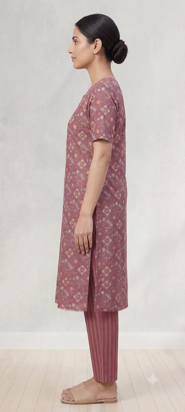 Maroon_Printed_Straight_Kurta_Pant_Set_For_Women_&_Girls