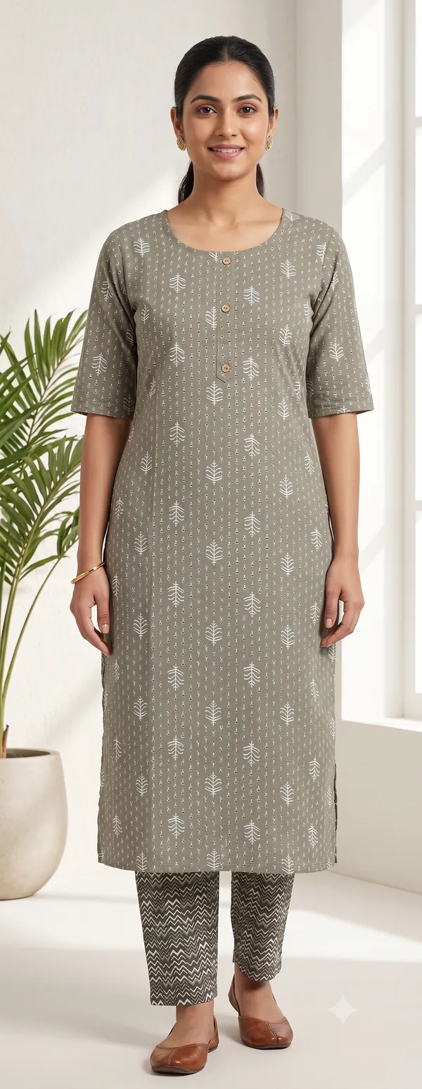 Grey_Printed_Straight_Kurta_Pant_Set_For_Women_&_Girls