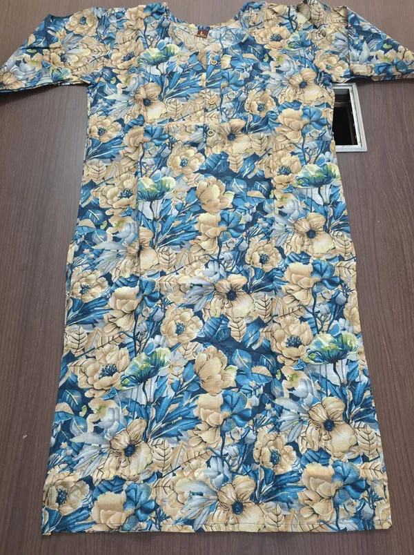 Blue_Floral_Print_Straight_Kurta_Pant_set_for_Women_&_Girls