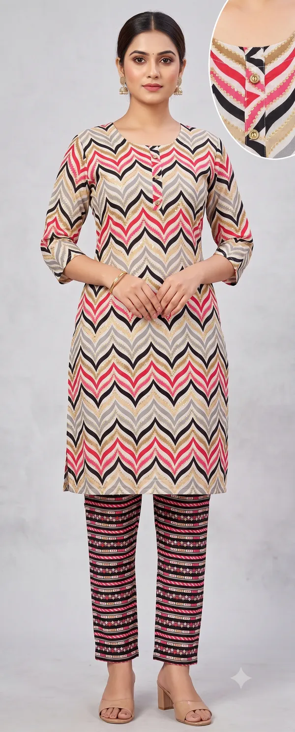 Multicolor_Printed_Kurts_Pant_Set_For_Women_&_Girls