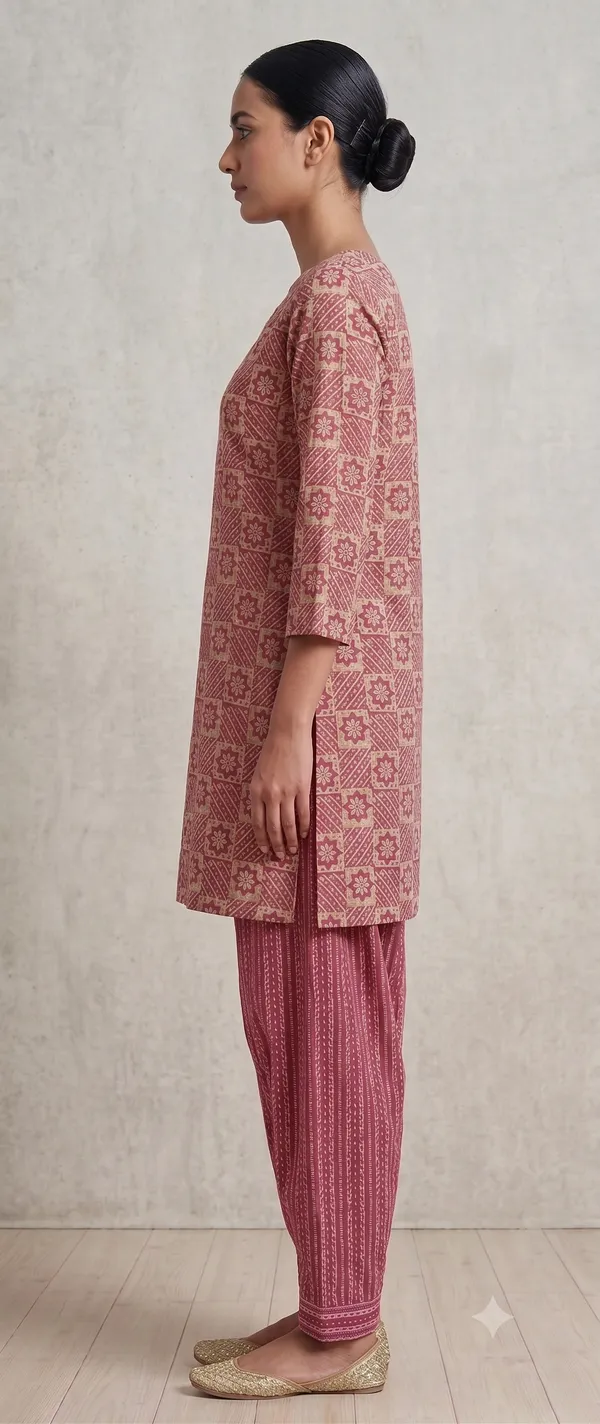 Maroon_Printed_Kurta_Salwar_Set_For_Women_&_Girls