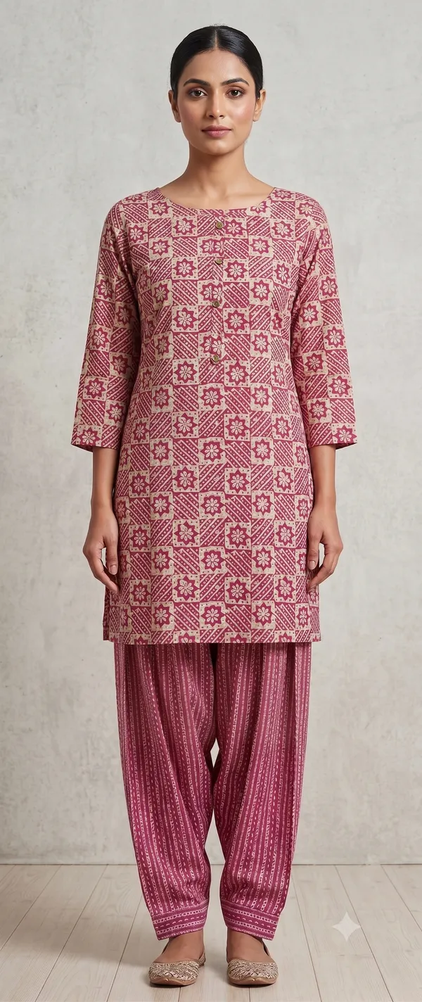 Maroon_Printed_Kurta_Salwar_Set_For_Women_&_Girls