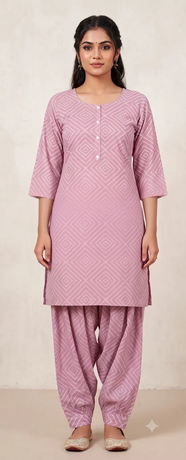 Pink_Printed_Kurti_Salwar_Set_For_Women_&_Girls