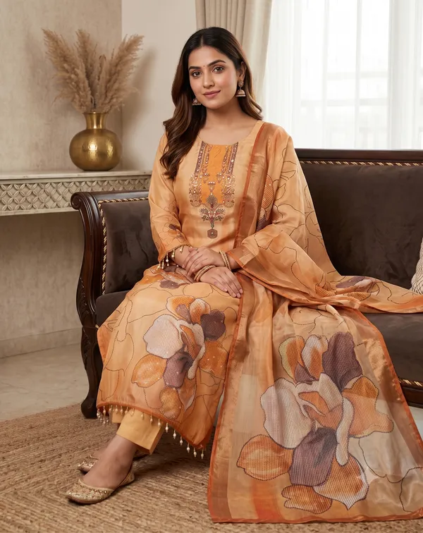 Beige_Embellished_Kurta_Pant_Dupatta_Set_For_Women_&_Girls