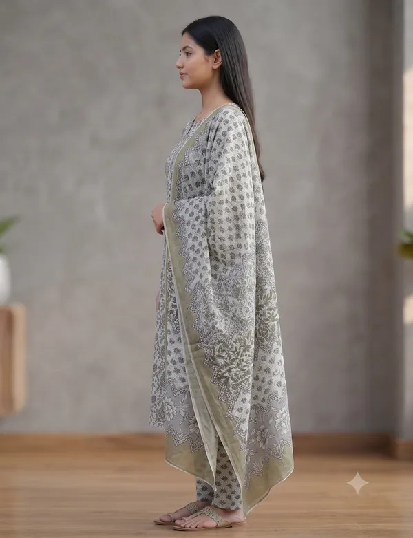 Grey_Cotton_Floral_Print_Kurta_Pant_Dupatta_Set_For_Women_&_Girls