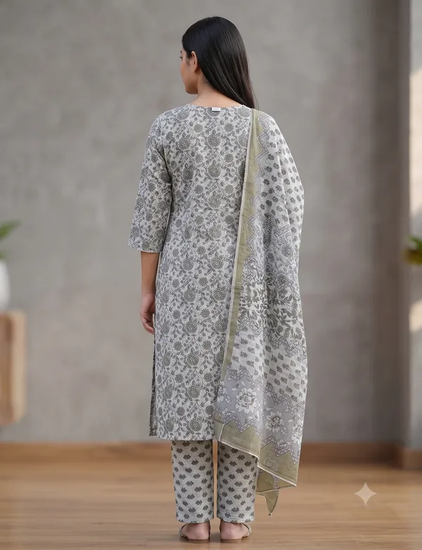 Grey_Cotton_Floral_Print_Kurta_Pant_Dupatta_Set_For_Women_&_Girls