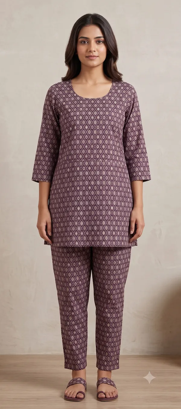 Maroon_Printed_Co-Ord_Set_For_Women_&_Girls