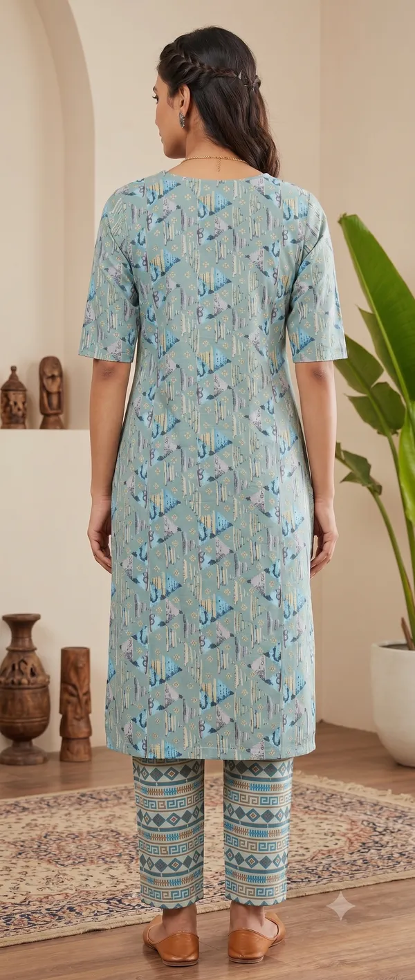Blue_Printed_Straight_Kurta_Pant_Set_For_Women_&_Girls