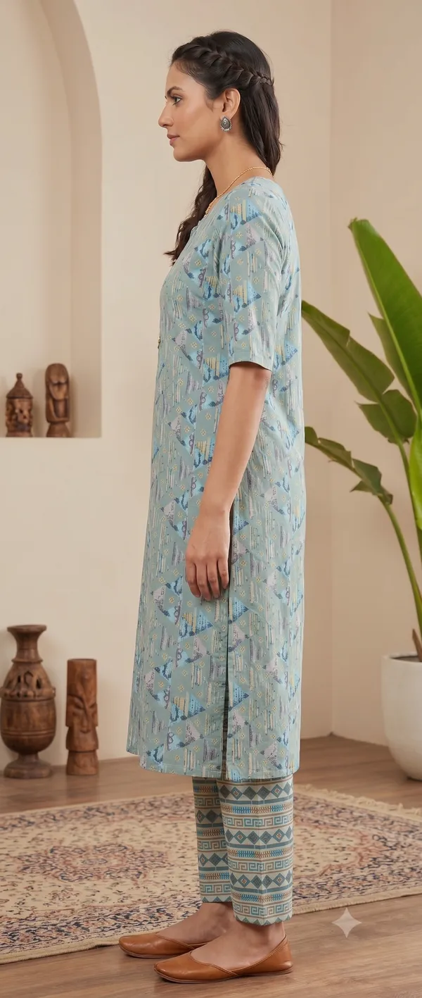 Blue_Printed_Straight_Kurta_Pant_Set_For_Women_&_Girls