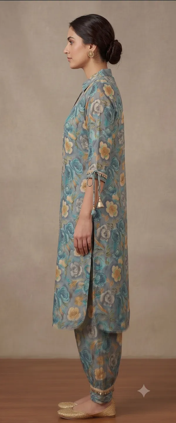Blue_Floral_Embellished_Afghani_Top_Pant_Set_For_Women_&_Girls