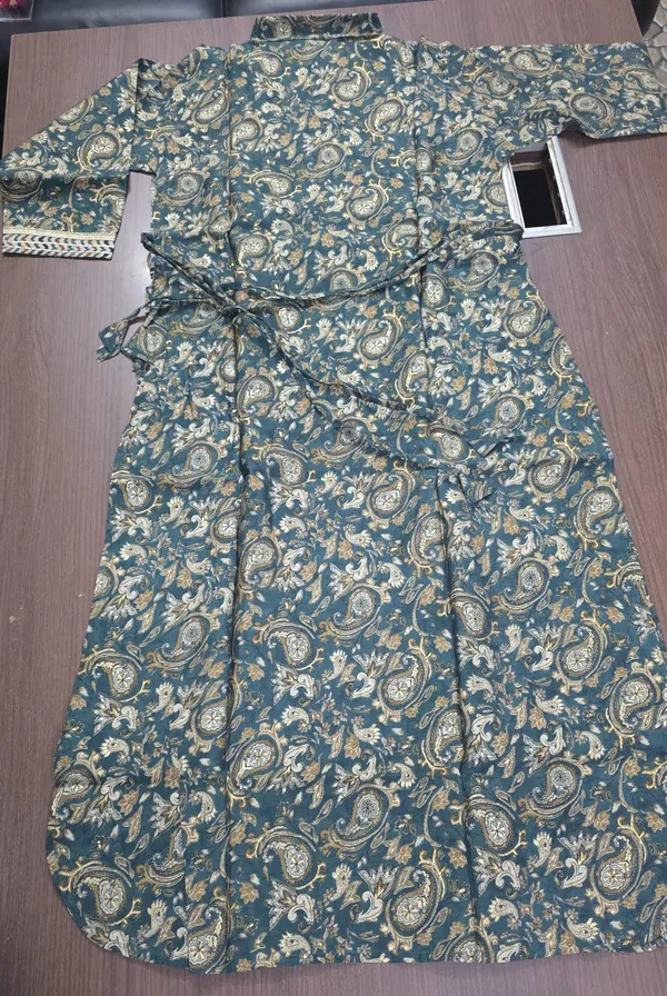 Teal_Paisley_Print_Afghani_kurti_salwar_set_for_Women_&_Girls